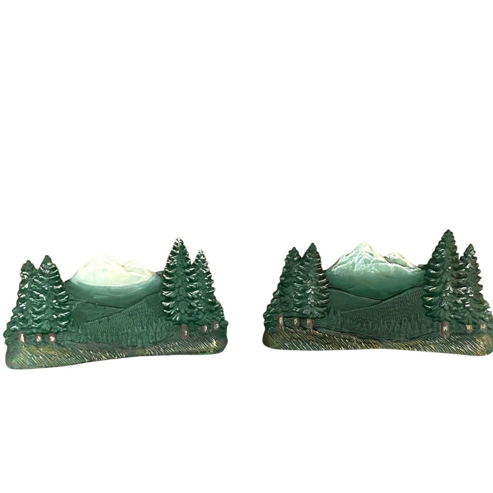 Vintage‎ 1994 YH Mountain Pine Tree Ceramic Set Rustic village accesory